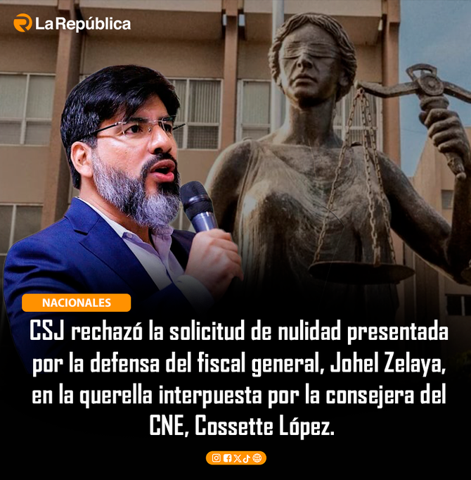 La Corte Suprema de Justicia de Honduras rechazó la solicitud de nulidad presentada por la defensa del fiscal general, Johel Zelaya, en la q - Cover Image